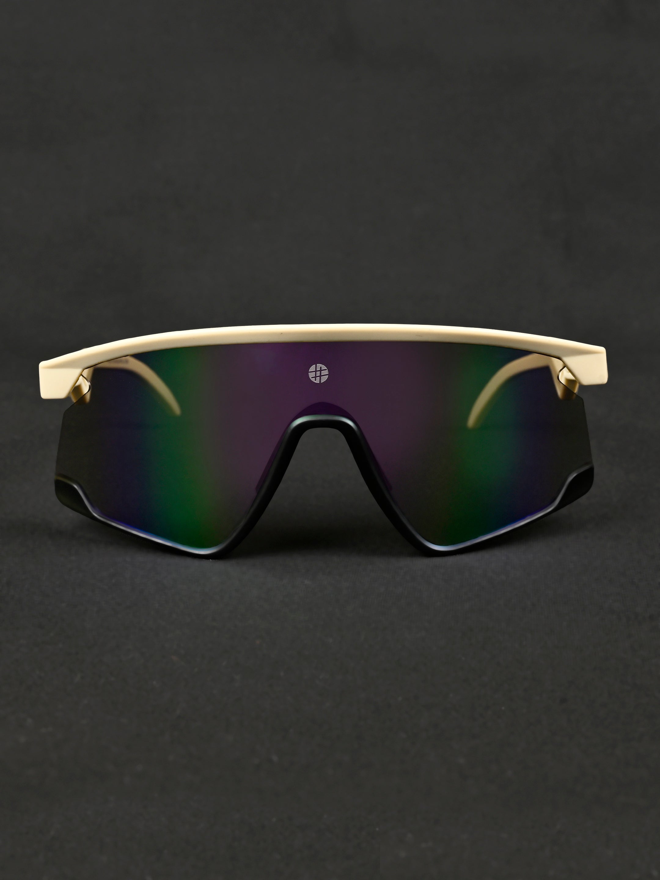 Eaga | Cream Large Half Rim Shield Sports for Men & Women [Mirrored]