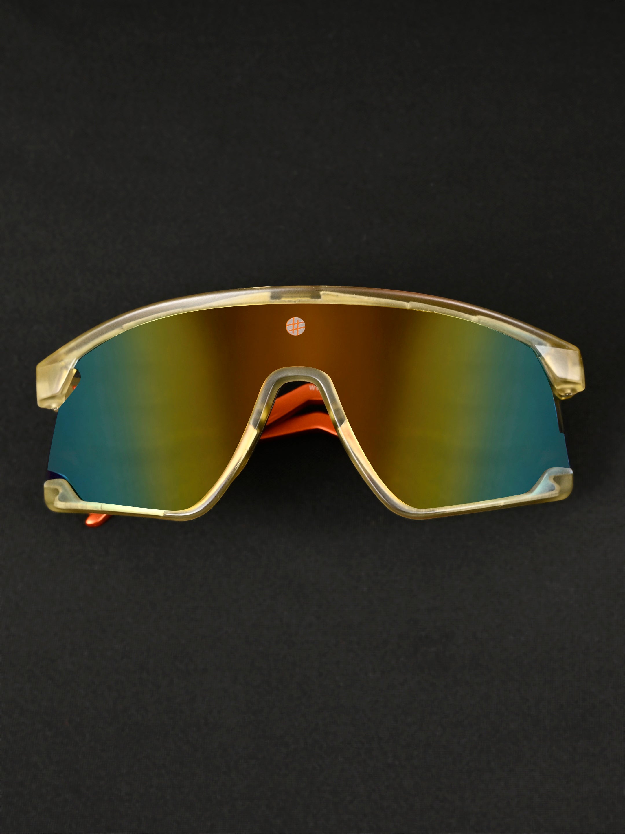 Eaga | Transparent Green Large Half Rim Shield Sports for Men & Women [Mirrored]