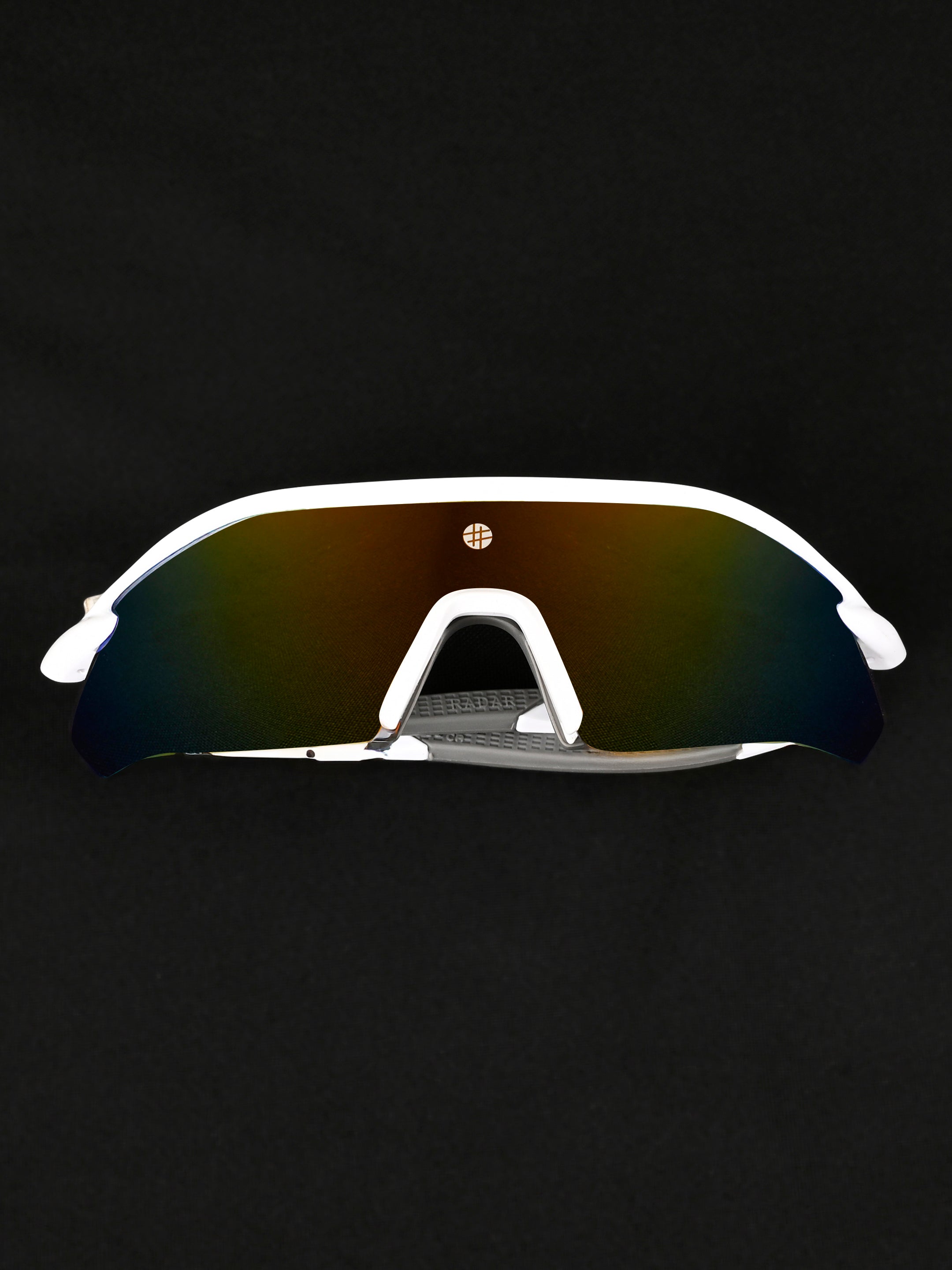 Falcon | White Large Half Rim Shield Sports for Men & Women [Mirrored]