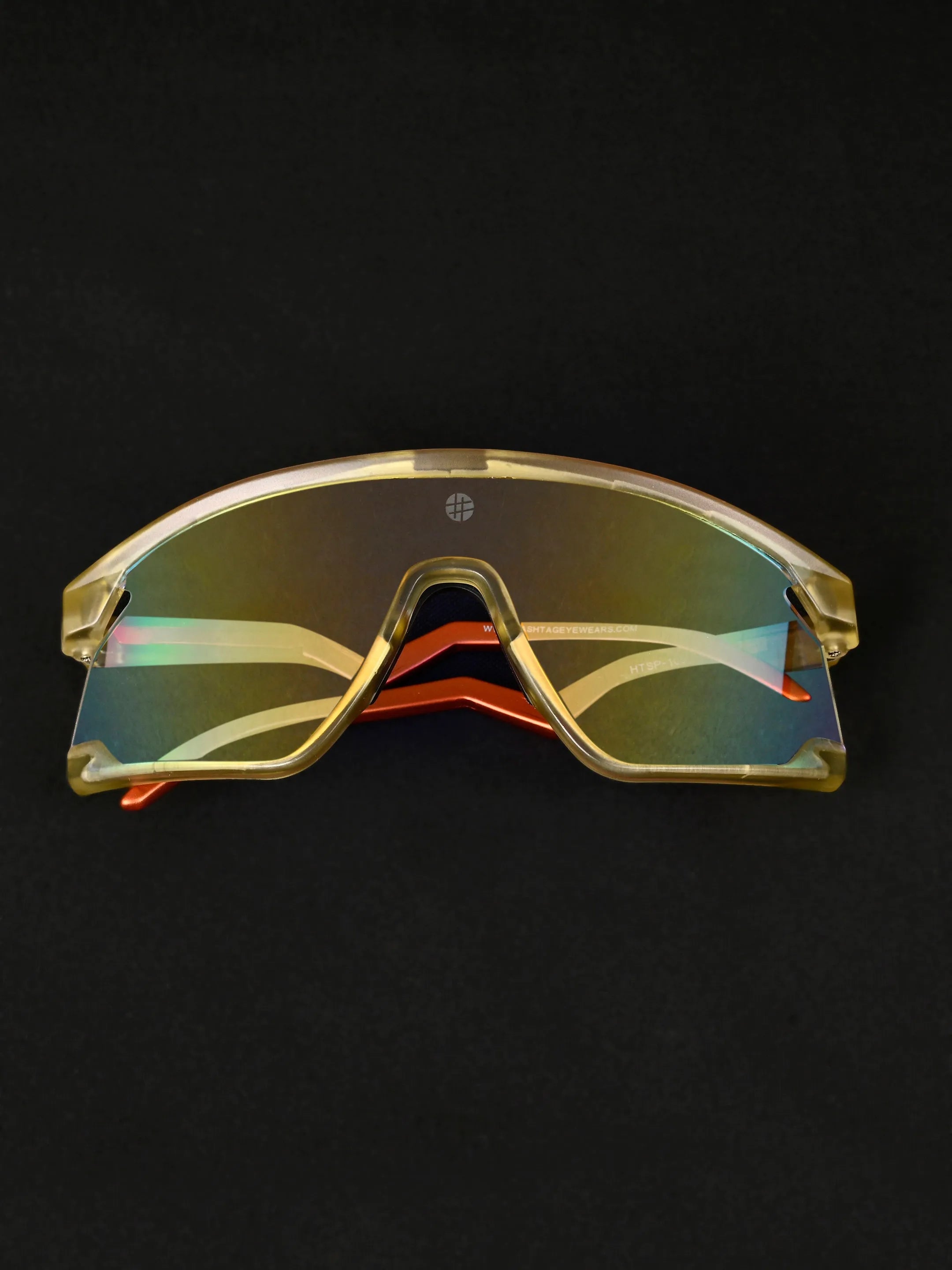 Pulse | Transparent Green Large Half Rim Shield Sports for Men & Women [Mirrored]