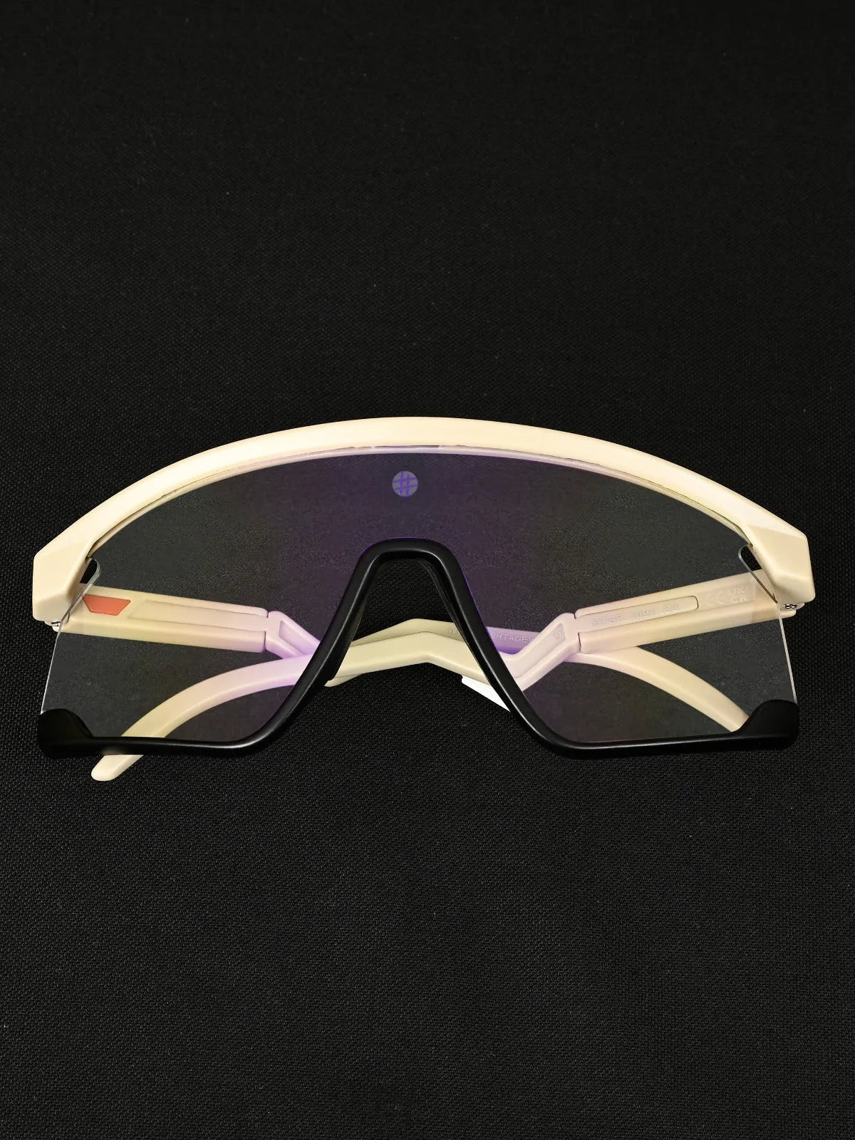 Pulse | Cream & Black Large Half Rim Shield Sports for Men & Women [Mirrored]