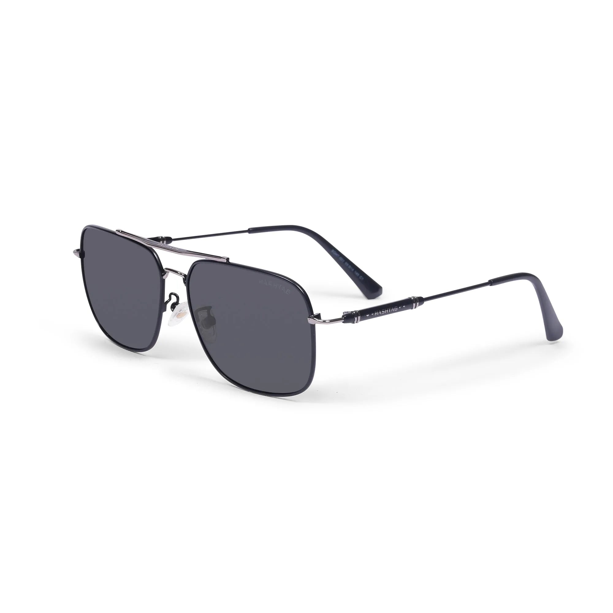 Unity | Silver & Navy Blue Large Full Rim Square Sunglasses for Men & Women [Polarized]