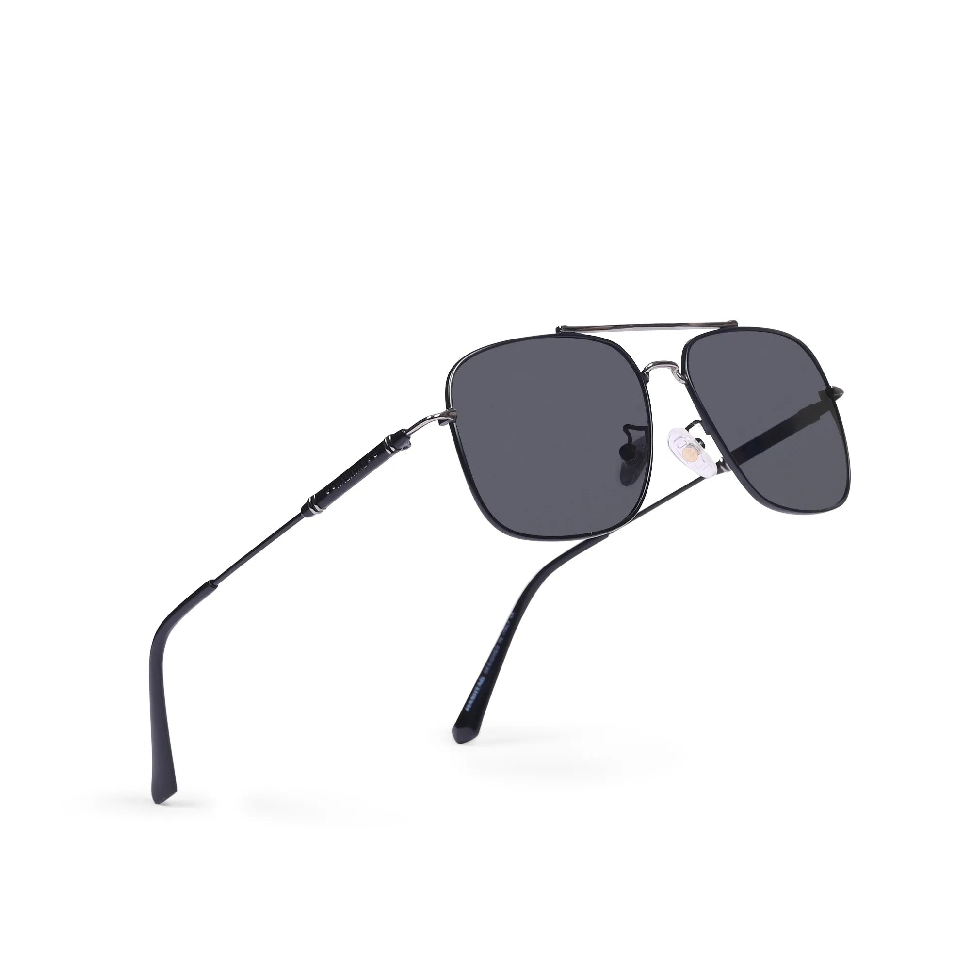 Unity | Silver & Navy Blue Large Full Rim Square Sunglasses for Men & Women [Polarized]