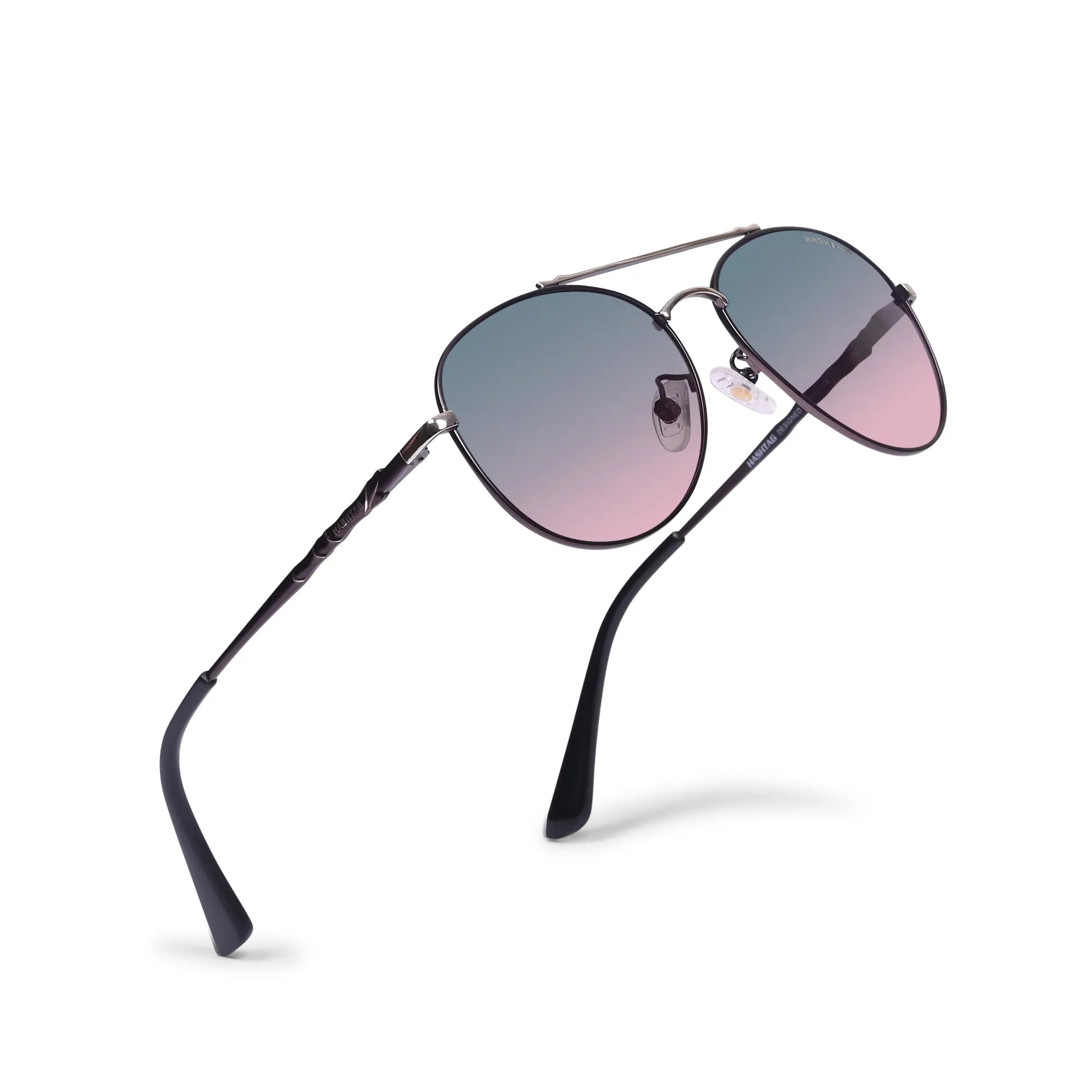 Valtor | Gradient Grey Purple Small Full Rim Aviator Sunglasses for Men & Women [Polarized]