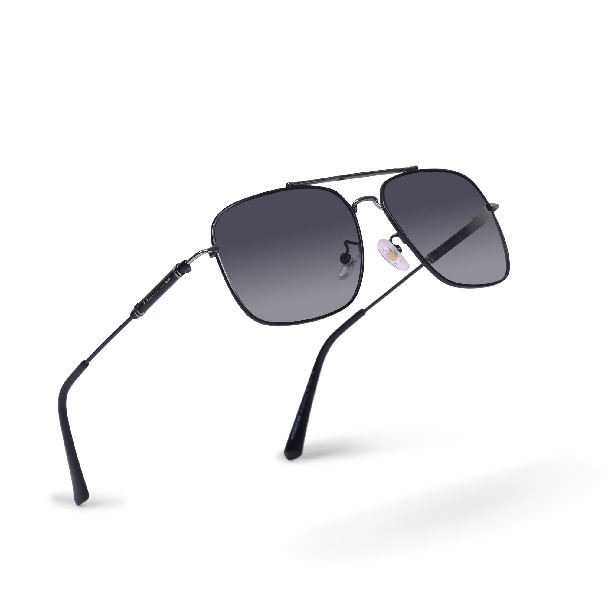 Hashtag Aviator Large Polarized Sunglasses with 100% UV Protection - SGHT54-01-C2 - Black-Silver