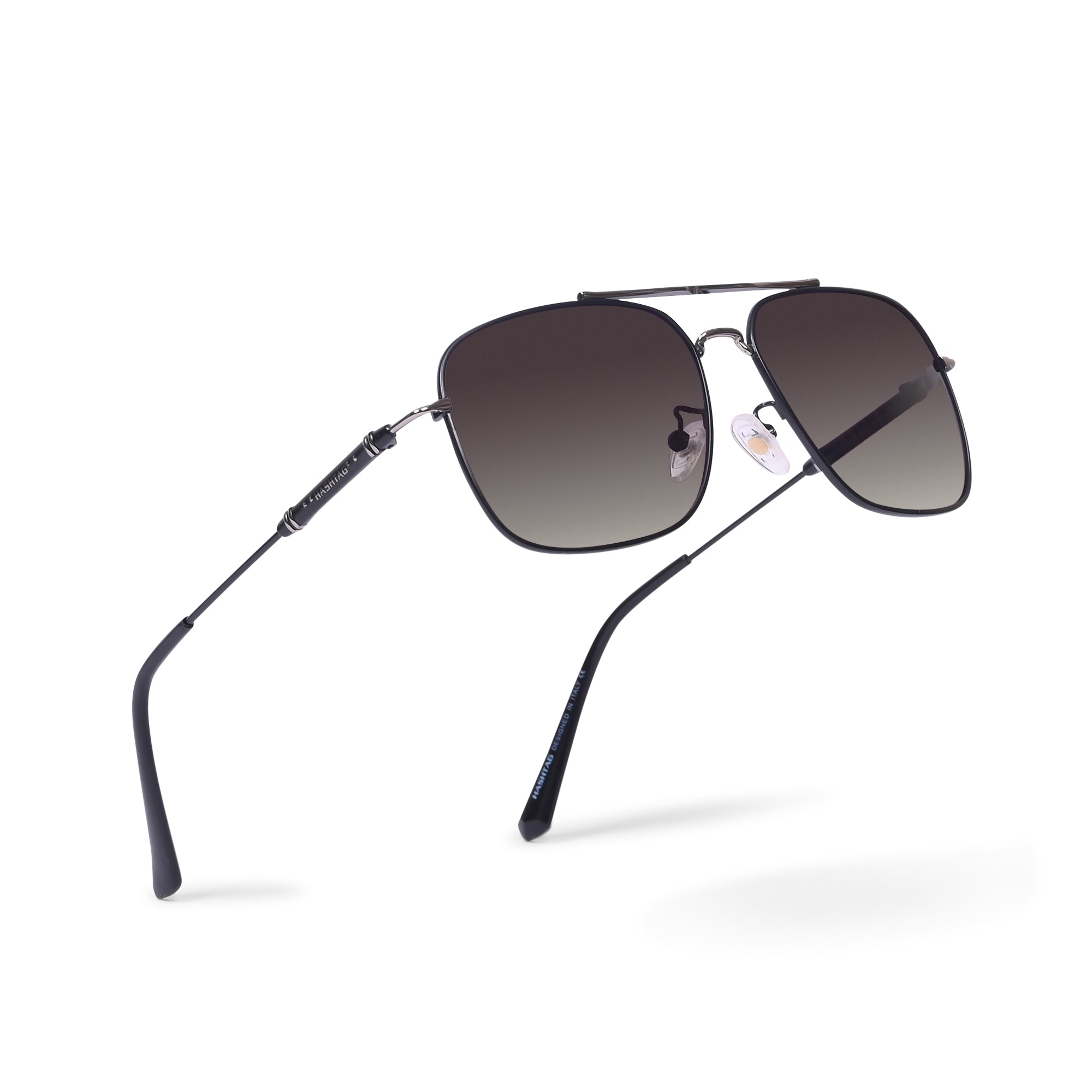 Hashtag Aviator Large Polarized Sunglasses with 100% UV Protection - SGHT54-01-C5 - Silver Brown