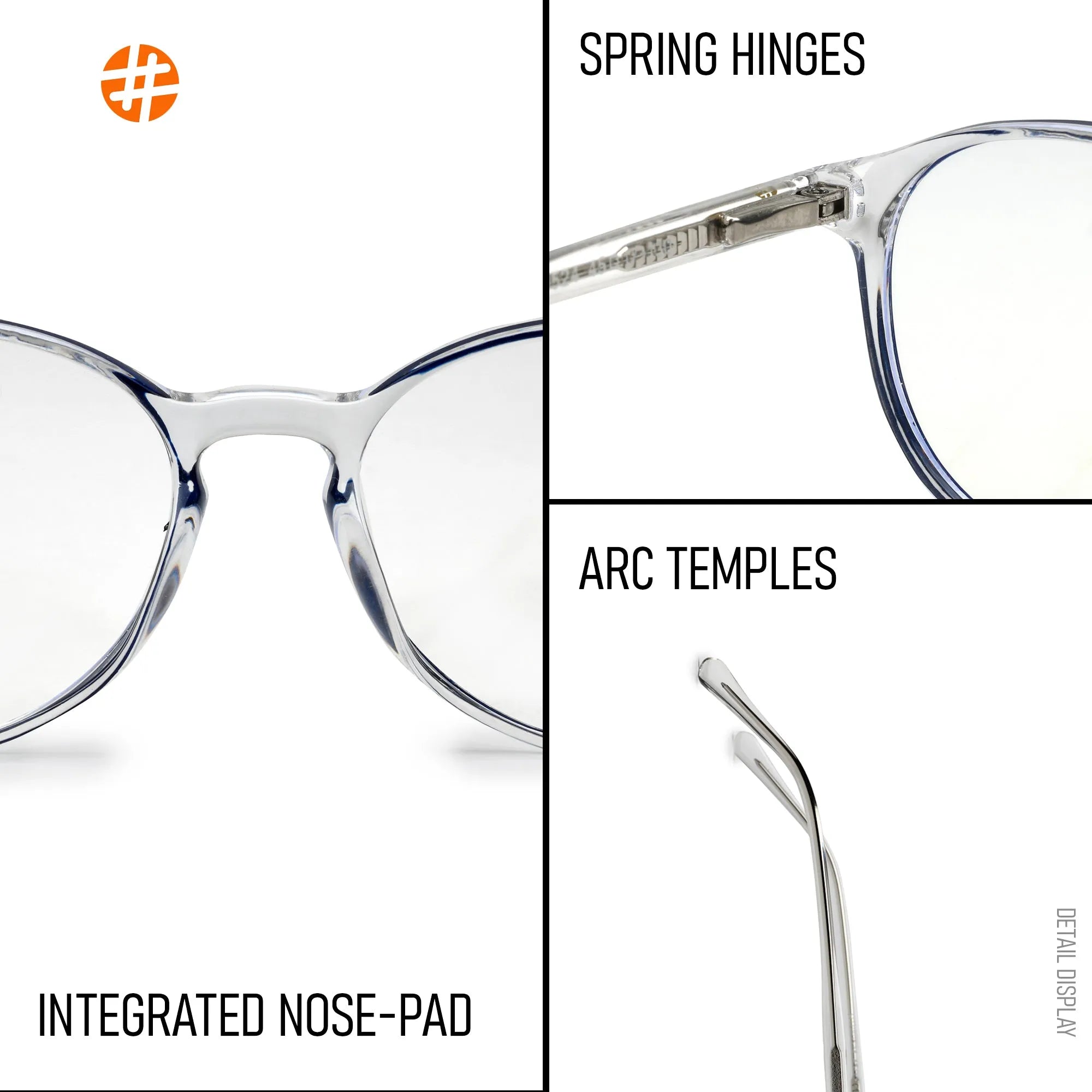 AB Junior | Transparent Black Small Full Rim Round Eyeglasses for Kids [Blue Block]