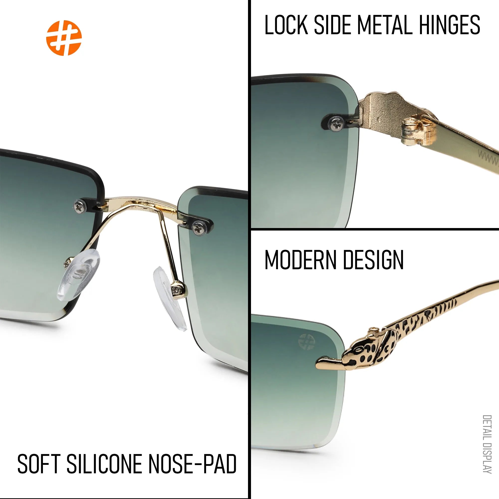 Clyra | Gradient Green Medium Rim Less Square Sunglasses for Men [UV-protected]