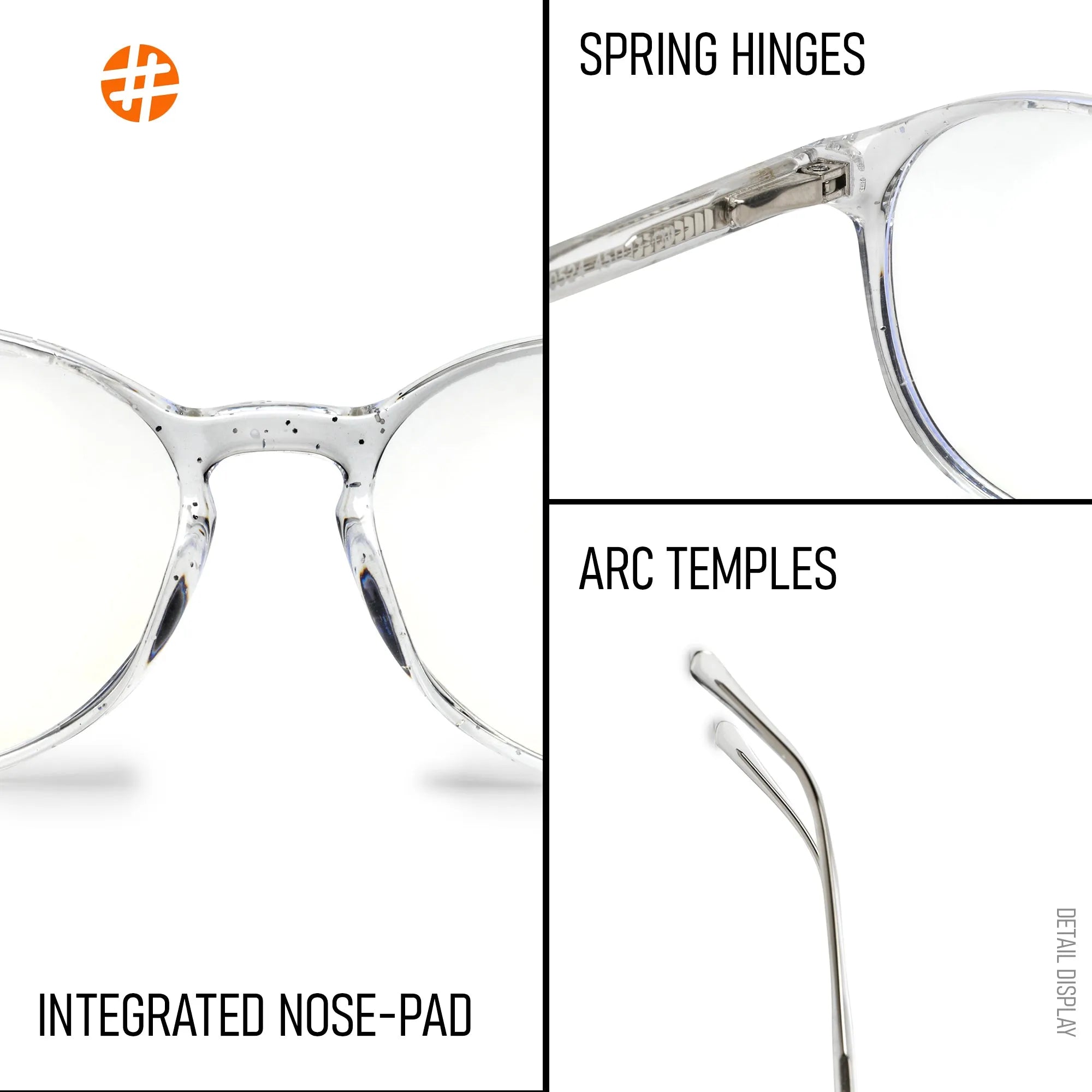 AB Junior | Transparent White Small Full Rim Round Eyeglasses for Kids [Blue Block]