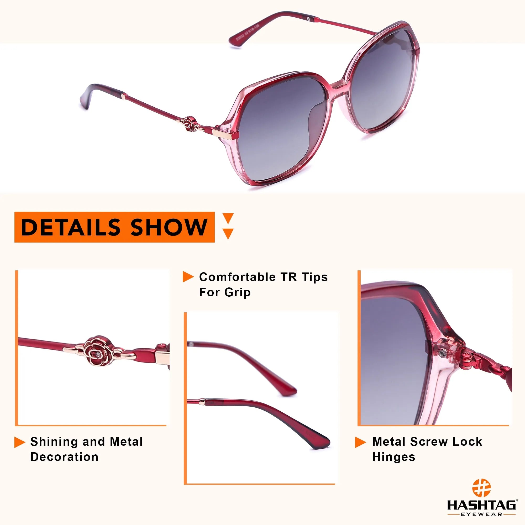 Calyra | Gradient Red Large Full Rim Square Sunglasses for Women [Polarized]