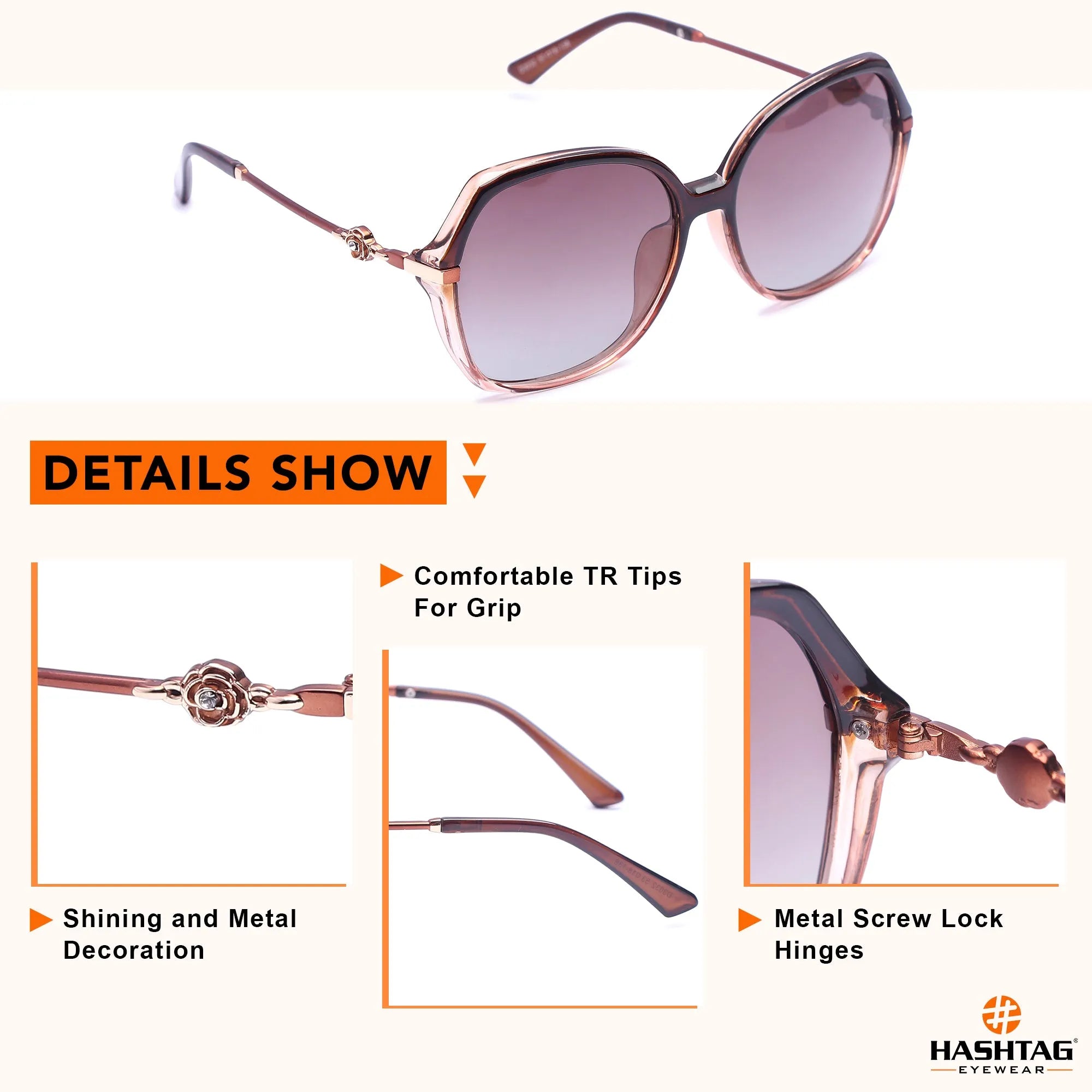 Calyra | Gradient Brown Large Full Rim Square Sunglasses for Women [Polarized]