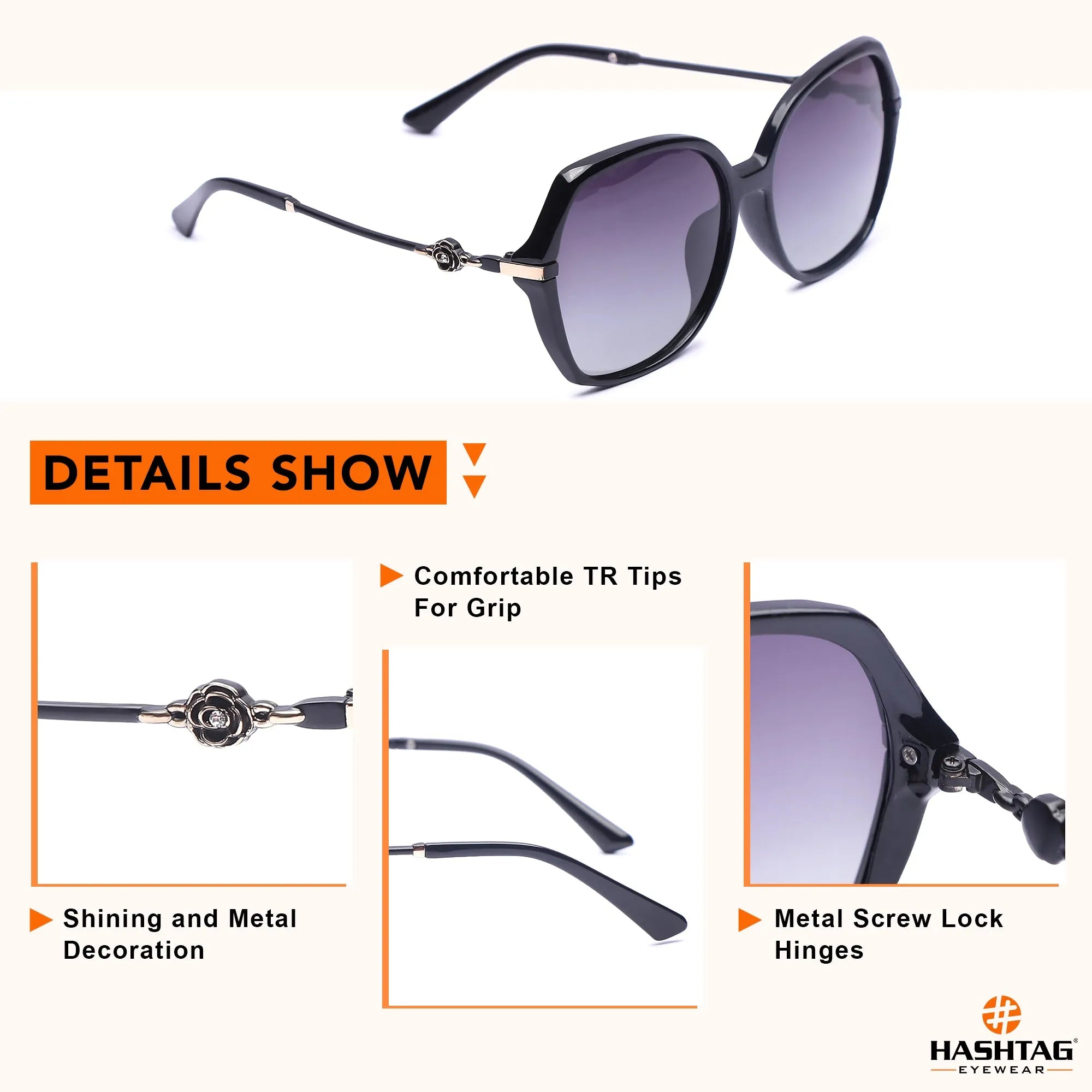 Calyra | Gradient Black Large Full Rim Square Sunglasses for Women [Polarized]