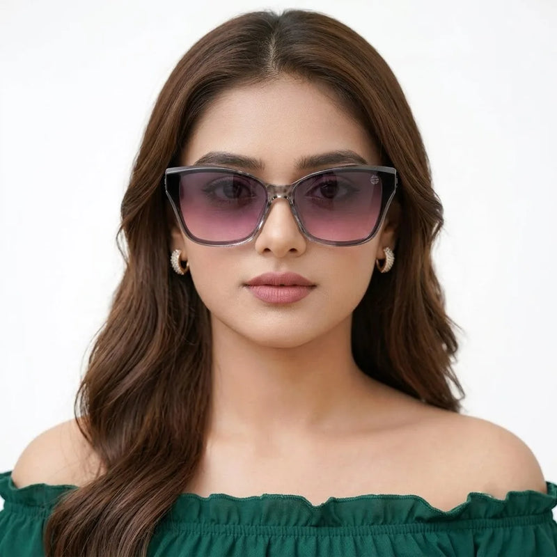 Elyra | Grey Texture Medium Full Rim Cateye Sunglasses for Women [UV-protected]