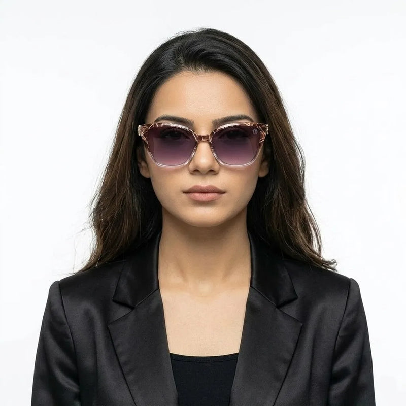 Cleanse | Gradient Brown Texture Medium Full Rim Cateye Sunglasses for Women [UV-protected]