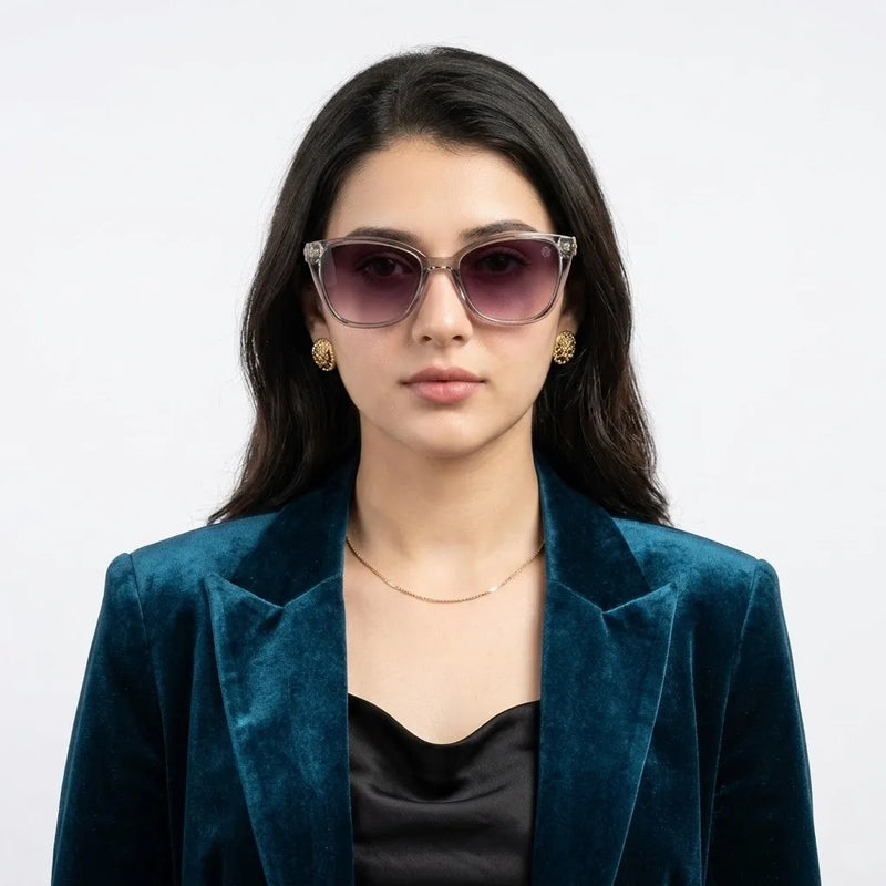 Cleanse | Transparent Medium Full Rim Cateye Sunglasses for Women [UV-protected]