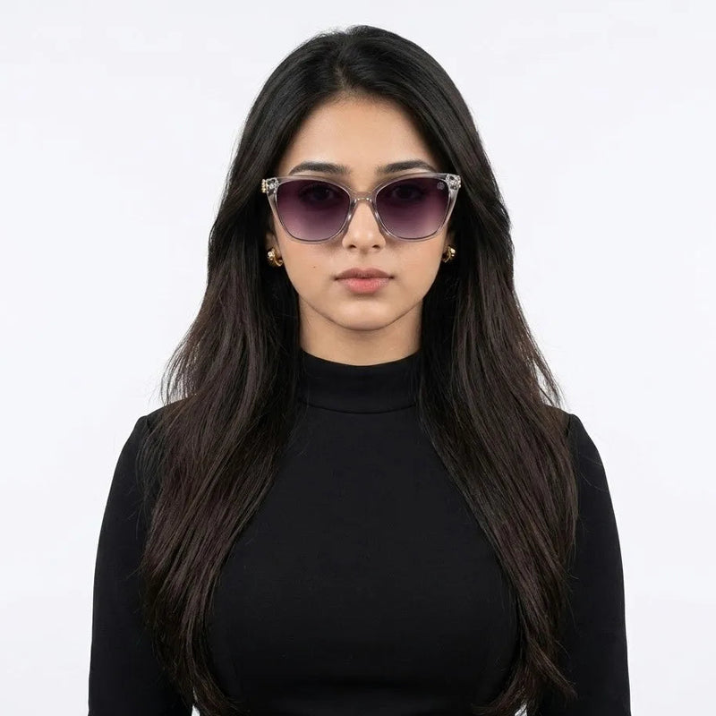 Cleanse | Gradient Purple Medium Full Rim Cateye Sunglasses for Women [UV-protected]
