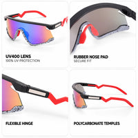 Eaga | Black-Grey Texture Large Half Rim Shield Sports Sunglasses for Men & Women [Mirrored]