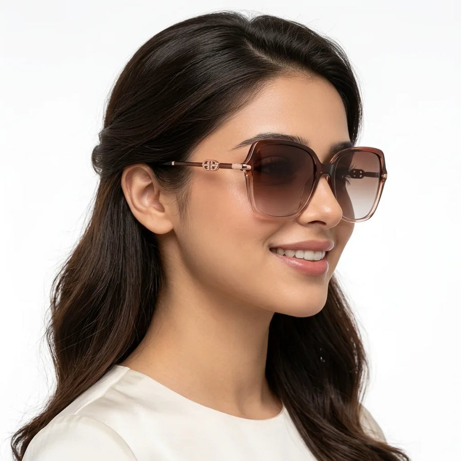 Eclipta | Gradient Brown Large Full Rim SQUARE Sunglasses for Women [Polarized]
