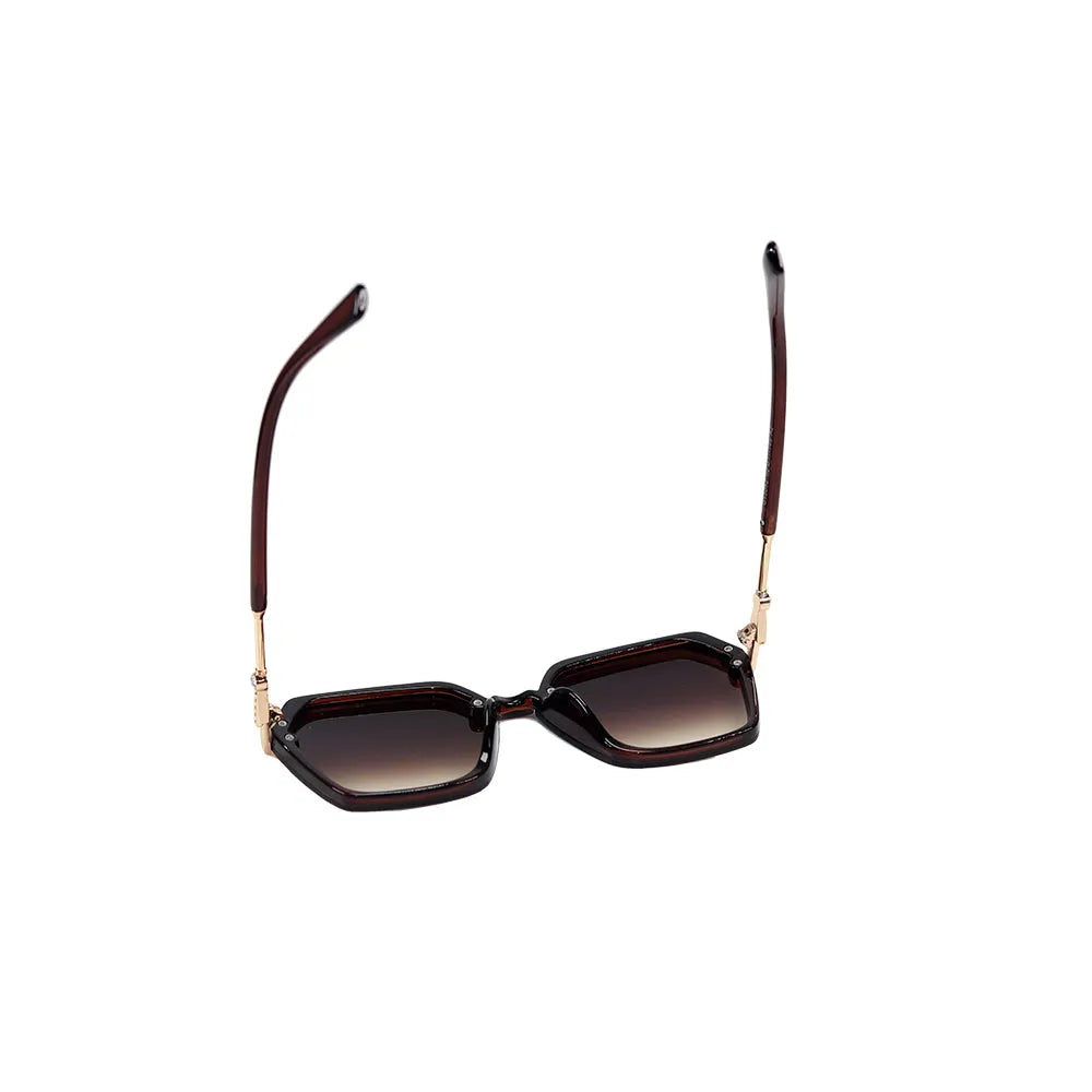 Veilion | Brown Large Full Rim Hexagonal Sunglasses for Women [UV-protected]