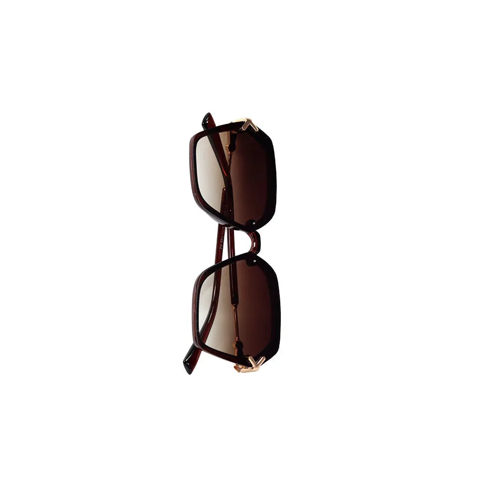 Veilion | Brown Large Full Rim Hexagonal Sunglasses for Women [UV-protected]