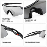 Falcon | Grey Texture Large Half Rim Shield Sports Sunglasses for Men & Women [Mirrored]