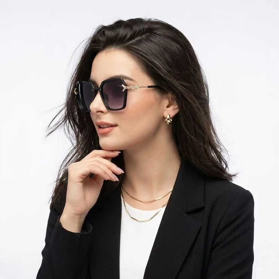 Veilion | Purple Large Full Rim Hexagonal Sunglasses for Women [UV-protected]