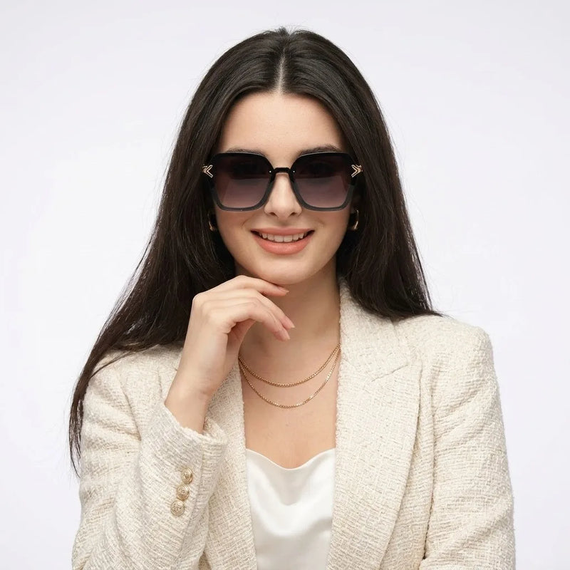 Veilion | Purple Large Full Rim Hexagonal Sunglasses for Women [UV-protected]