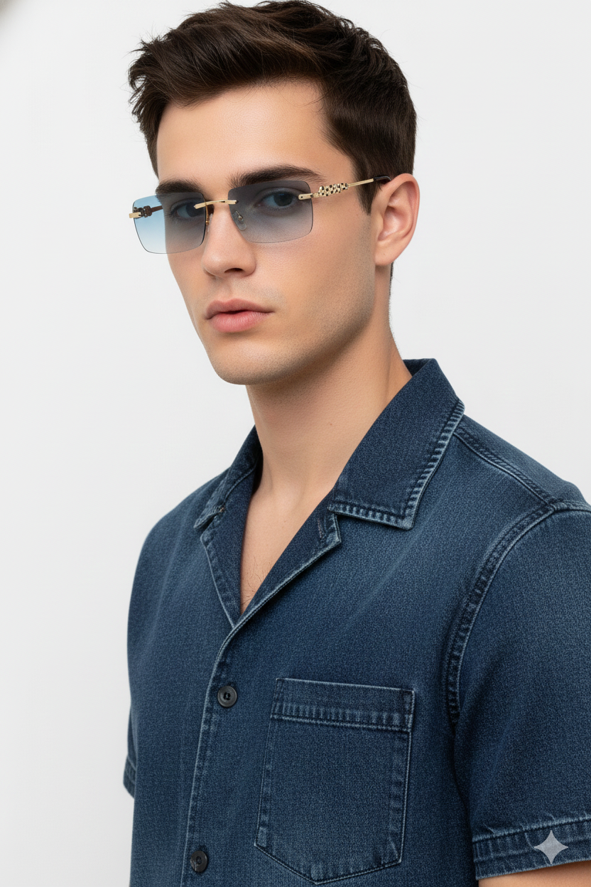 Clyra | Gradient Light Green Medium Full Rim RECTANGLE Sunglasses for Men [UV-protected]