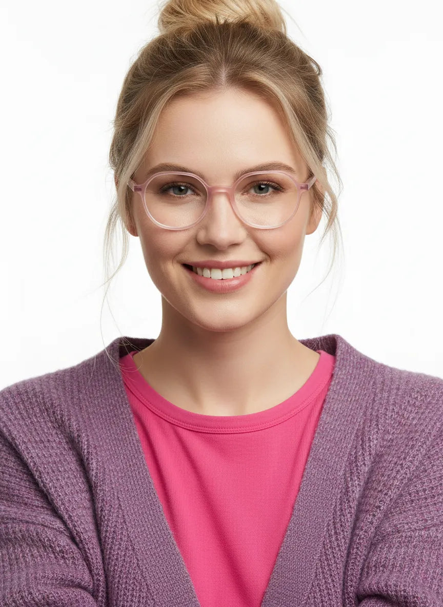 Optibul | Transparent Pink & Transparent White Medium Full Rim Square Computer Glasses for Men & Women [Blue Block]