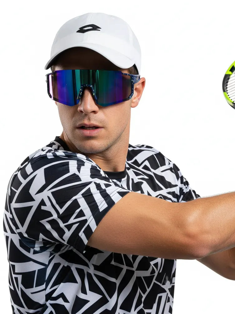 Strix | Blue/Green/Texture Large Full Rim Shield Sports Glasses for Men & Women [UV-protected]