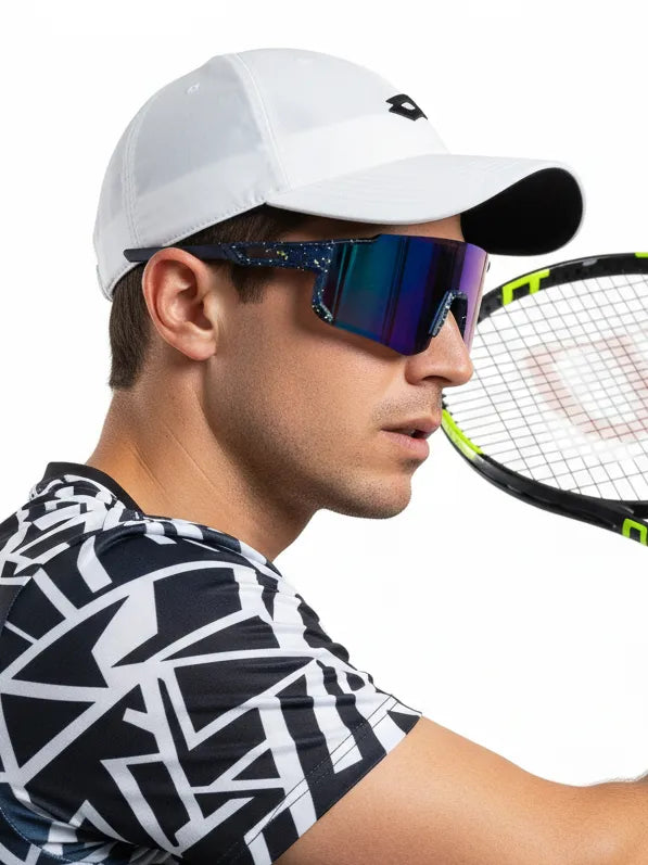 Strix | Blue/Green/Texture Large Full Rim Shield Sports Glasses for Men & Women [UV-protected]