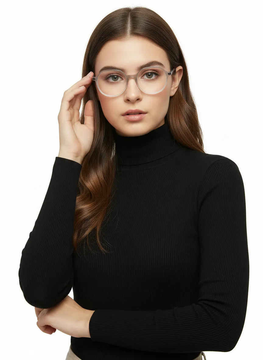 Optibul | Transparent Light Grey & White Medium Full Rim Square Computer Glasses for Men & Women [Blue Block]