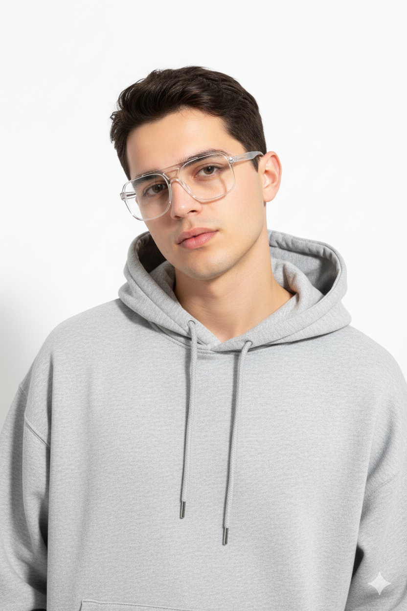 Lumnos | Transparent Small Full Rim Square Computer Glasses for Men & Women [Blue Block]