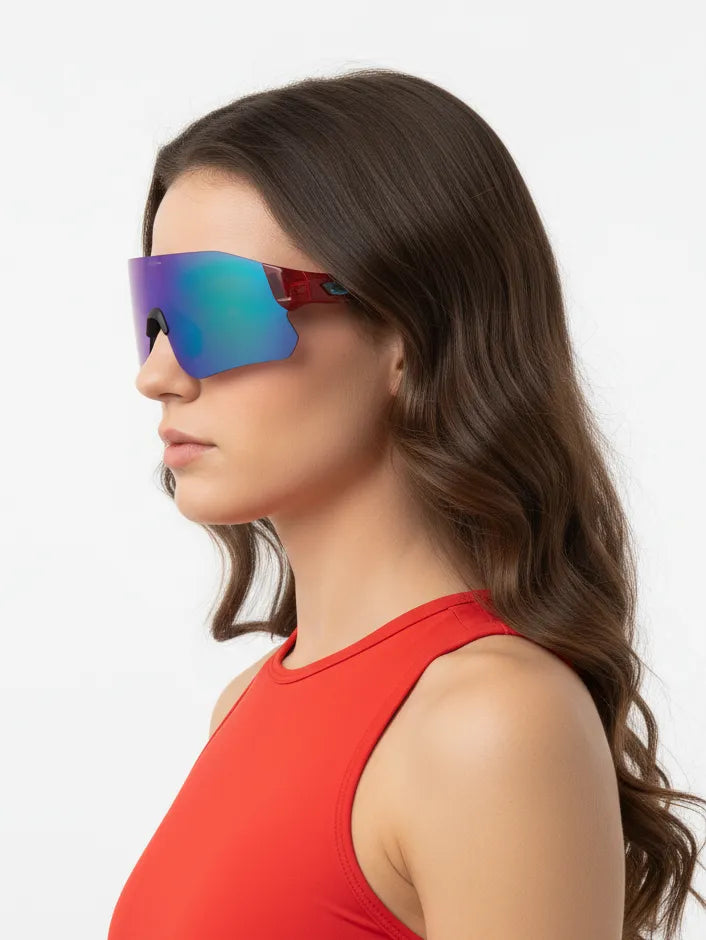 Hunters | Red Large Rim Less Shield Sports for Men & Women [UV-protected]