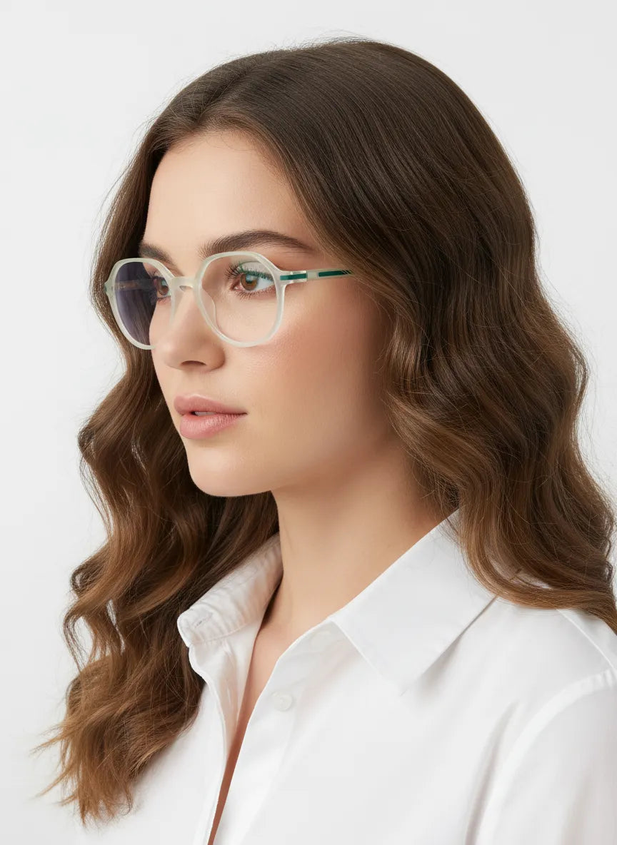 Optibul | Transparent Light Green Medium Full Rim Square Computer Glasses for Men & Women [Blue Block]