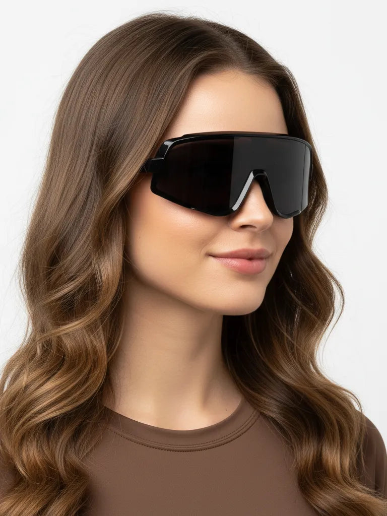 Nexis | Black Large Full Rim Shield Sports for Men & Women [UV-protected]
