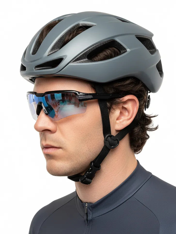 Lumina | Black/Grey Large Half Rim Shield Sports for Men & Women [UV-protected]