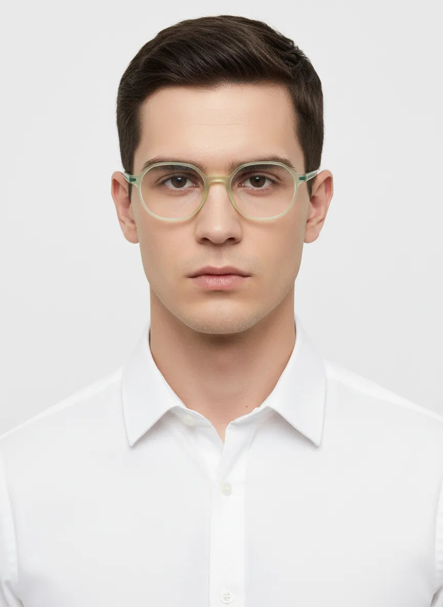 Optibul | Transparent Light Green Medium Full Rim Square Computer Glasses for Men & Women [Blue Block]