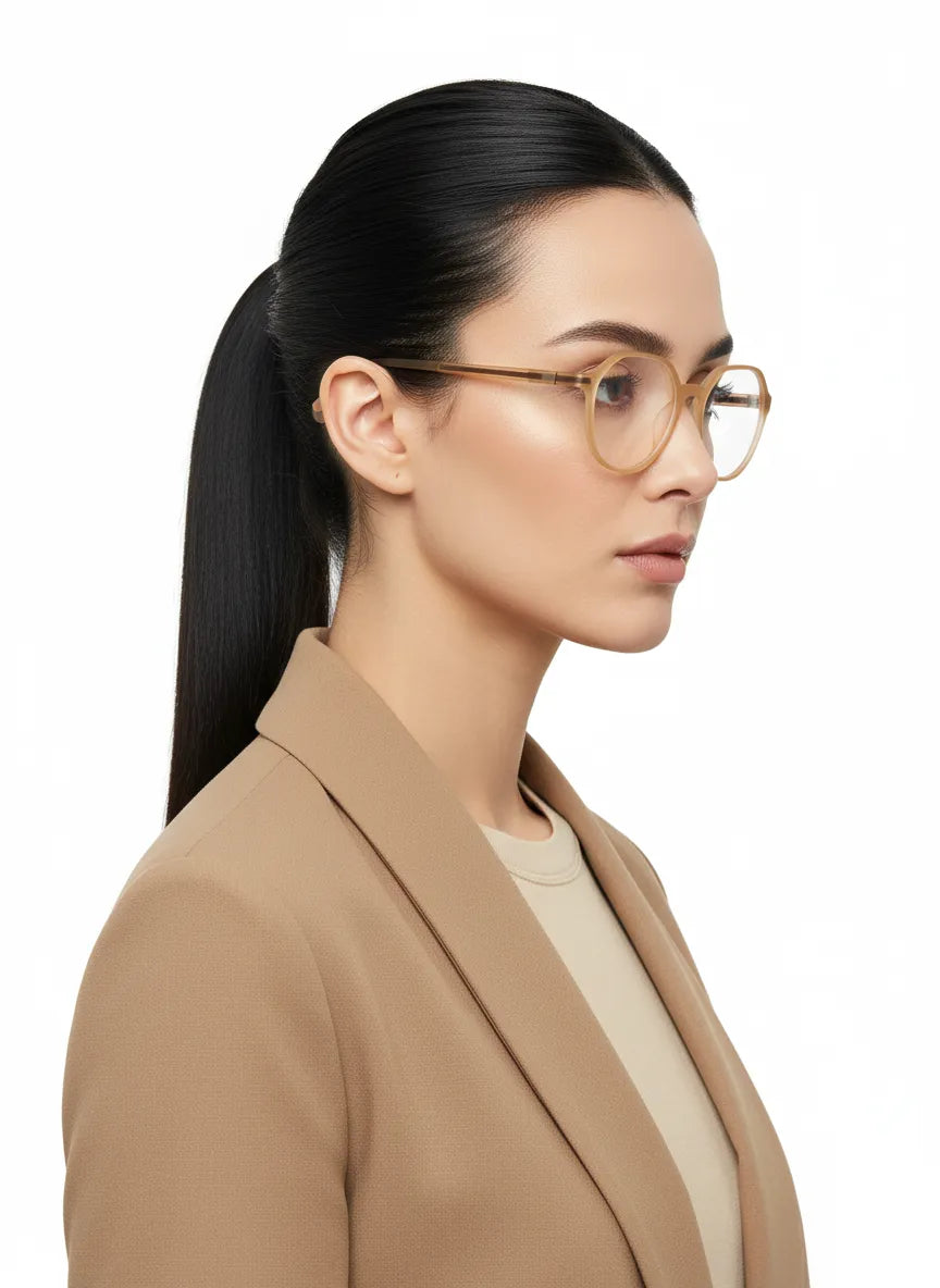 Optibul | Transparent Orange Medium Full Rim Square Computer Glasses for Men & Women [Blue Block]