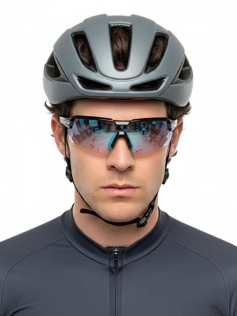 Lumina | Black/Grey Large Half Rim Shield Sports for Men & Women [UV-protected]