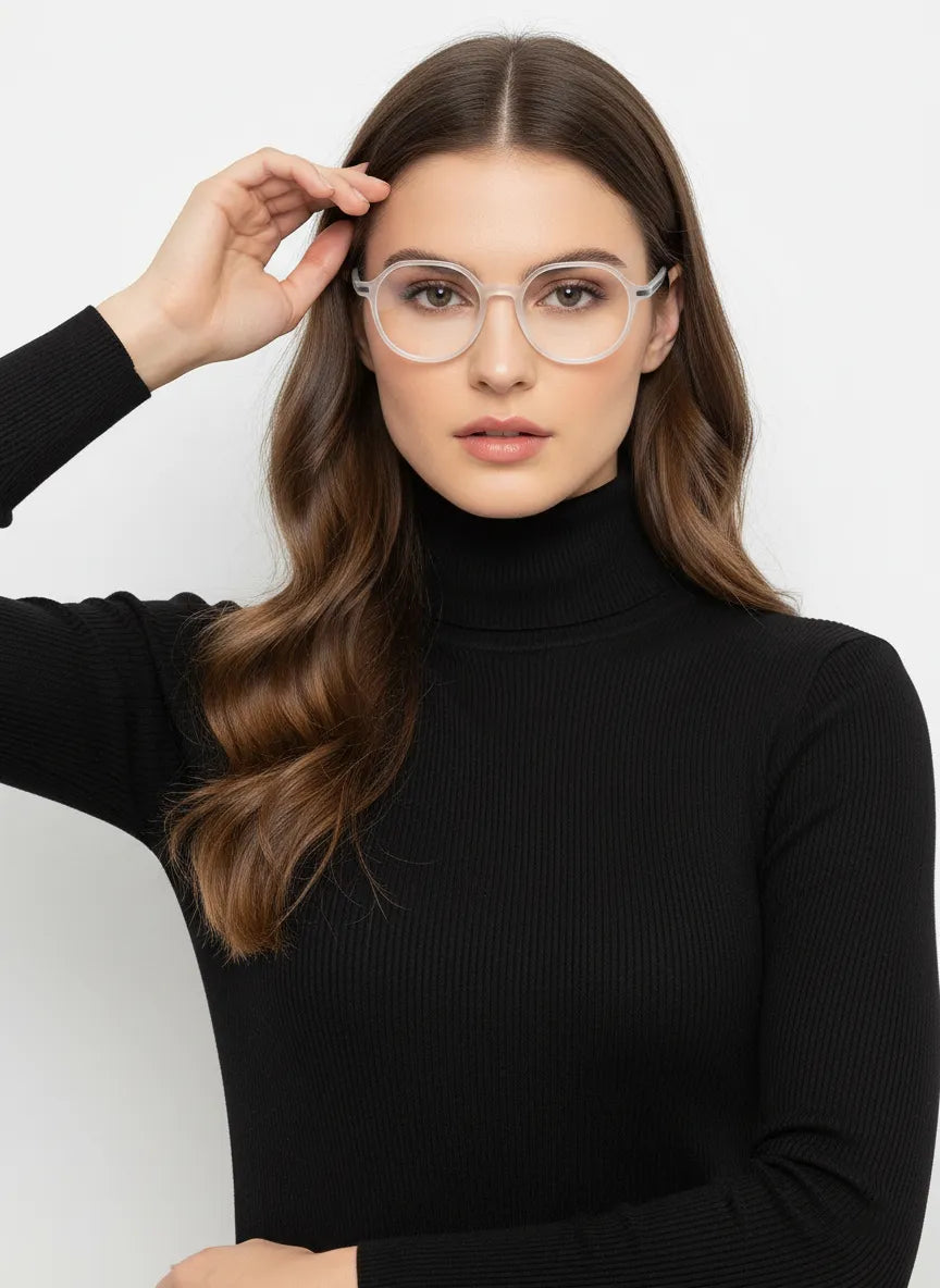 Optibul | Transparent White Medium Full Rim Square Computer Glasses for Men & Women [Blue Block]