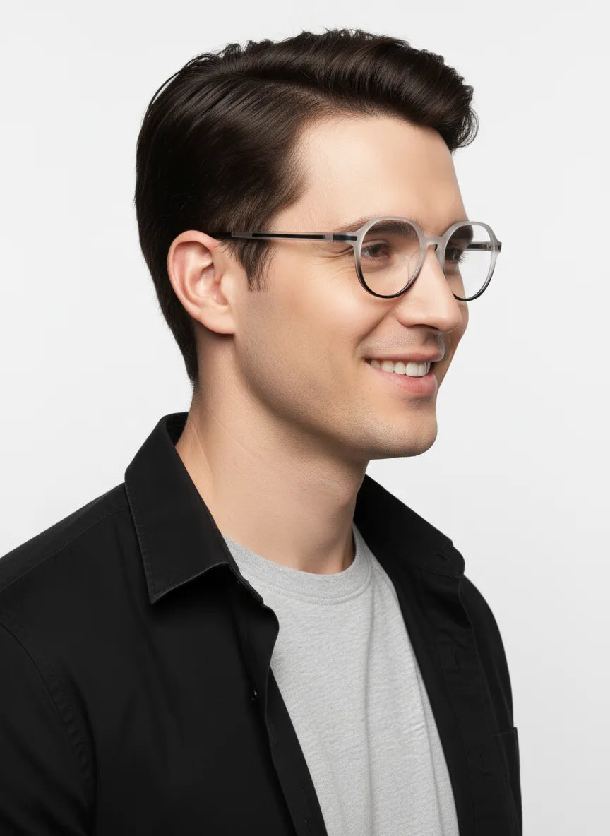 Optibul | Transparent White & Black Medium Full Rim Square Computer Glasses for Men & Women [Blue Block]