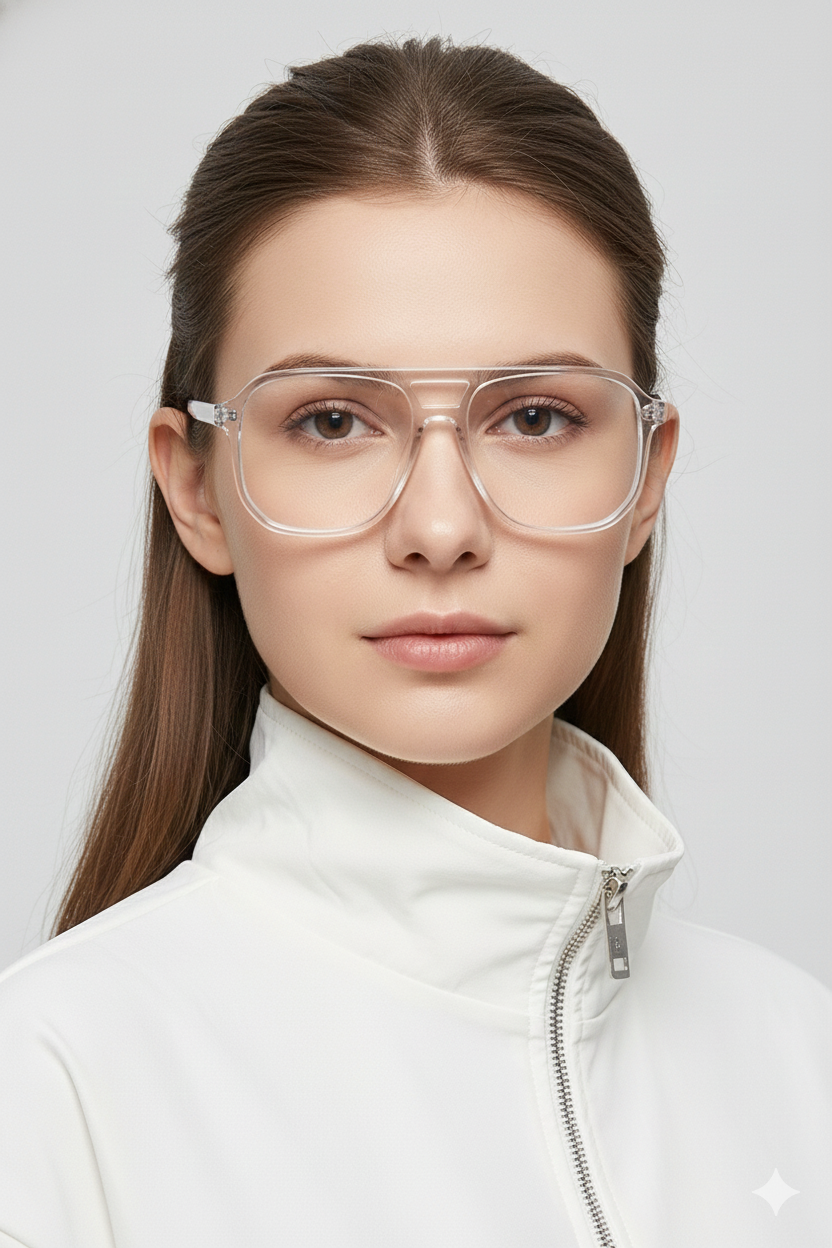 Lumnos | Transparent Small Full Rim Square Computer Glasses for Men & Women [Blue Block]