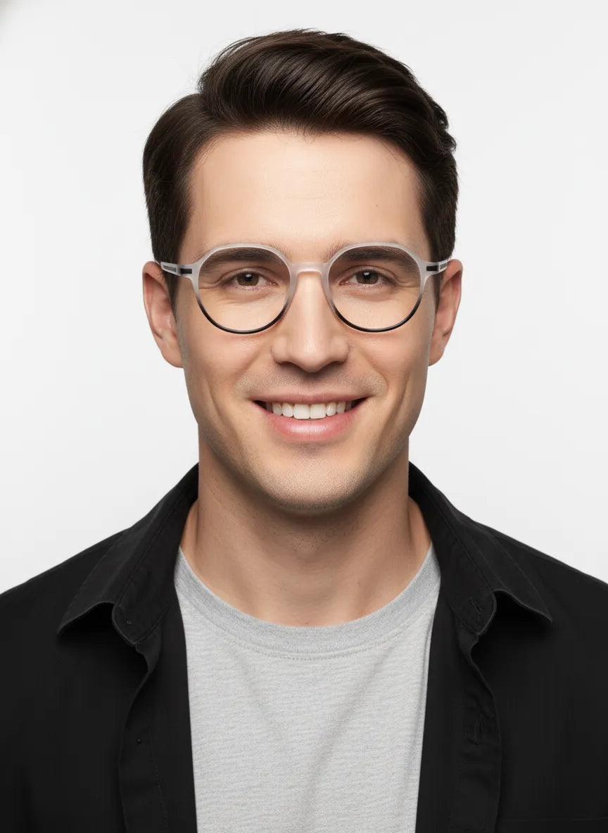 Optibul | Transparent White & Black Medium Full Rim Square Computer Glasses for Men & Women [Blue Block]