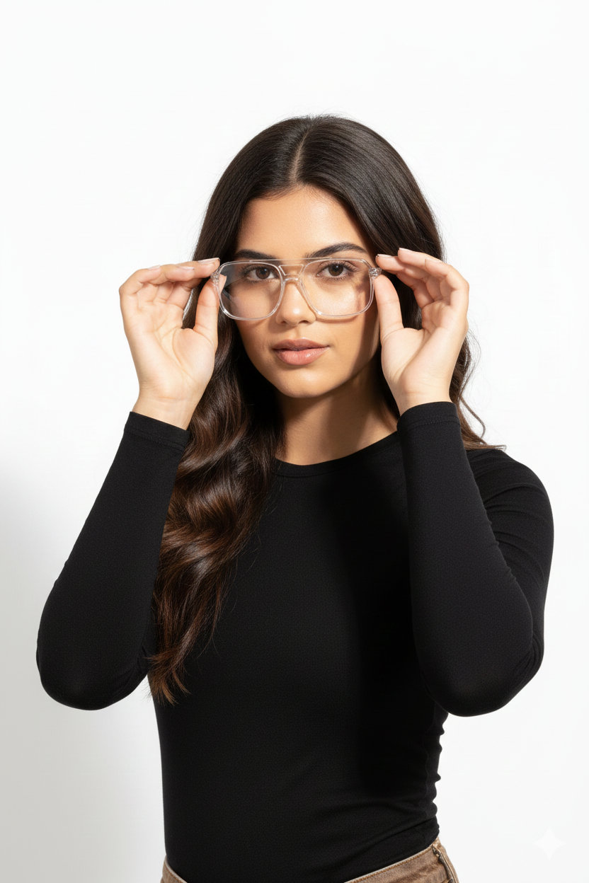 Lumnos | Transparent Small Full Rim Square Computer Glasses for Men & Women [Blue Block]