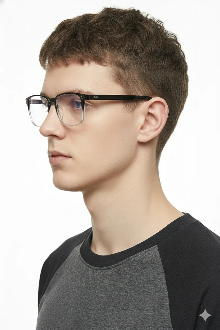 Novara | Gradient Black Medium Full Rim Wayfarer Computer Glasses for Men & Women [Blue Block]