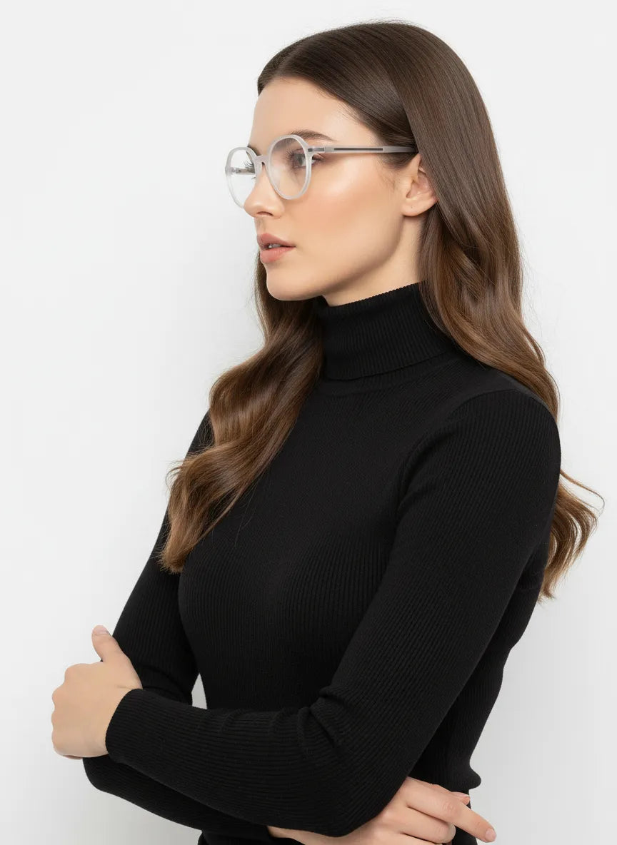 Optibul | Transparent White Medium Full Rim Square Computer Glasses for Men & Women [Blue Block]