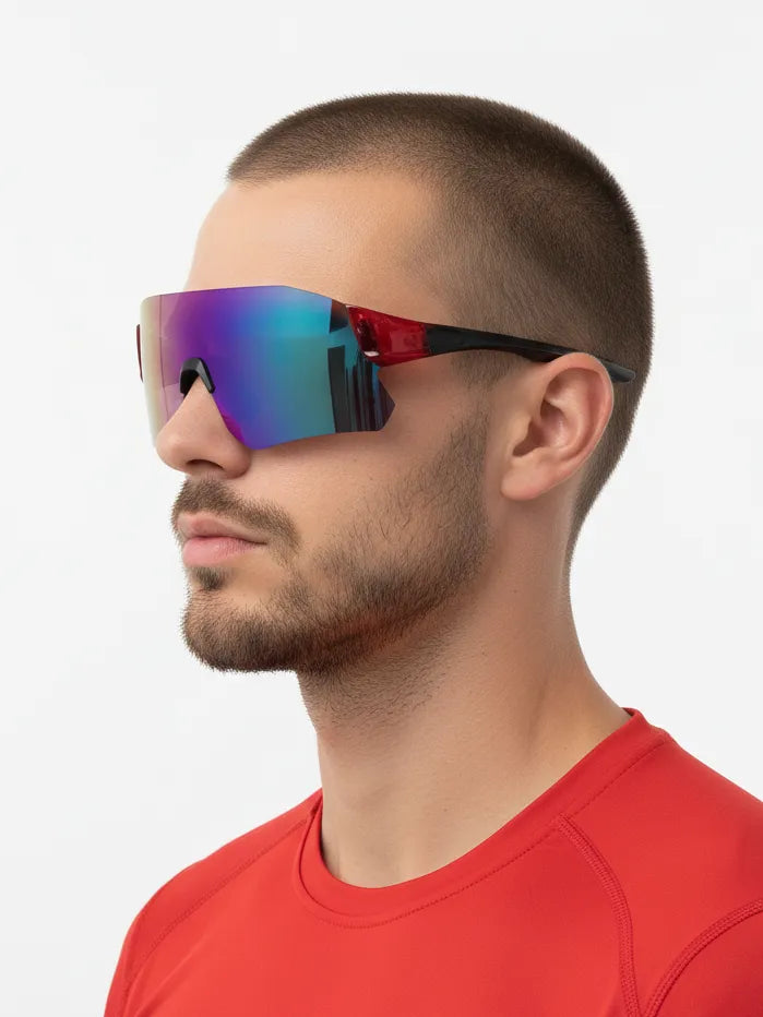 Hunters | Red Large Rim Less Shield Sports for Men & Women [UV-protected]