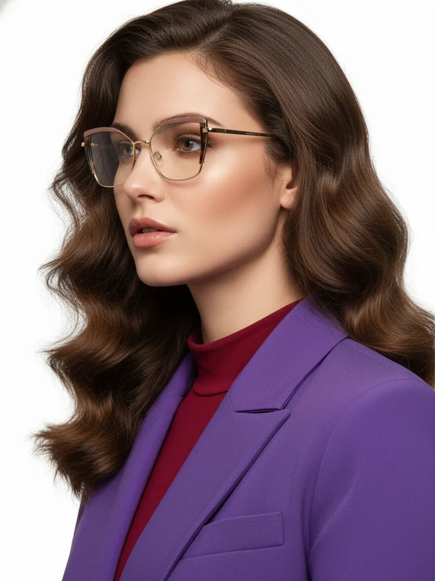 Swit | Pink, Hawana & Golden Large Full Rim Cateye Sunglasses for Women [Photochromic]