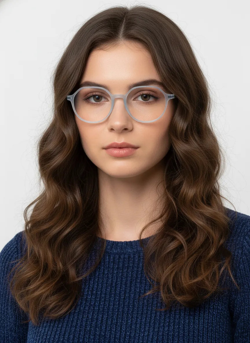 Optibul | Transparent Light Blue & Transparent White Medium Full Rim Square Computer Glasses for Men & Women [Blue Block]